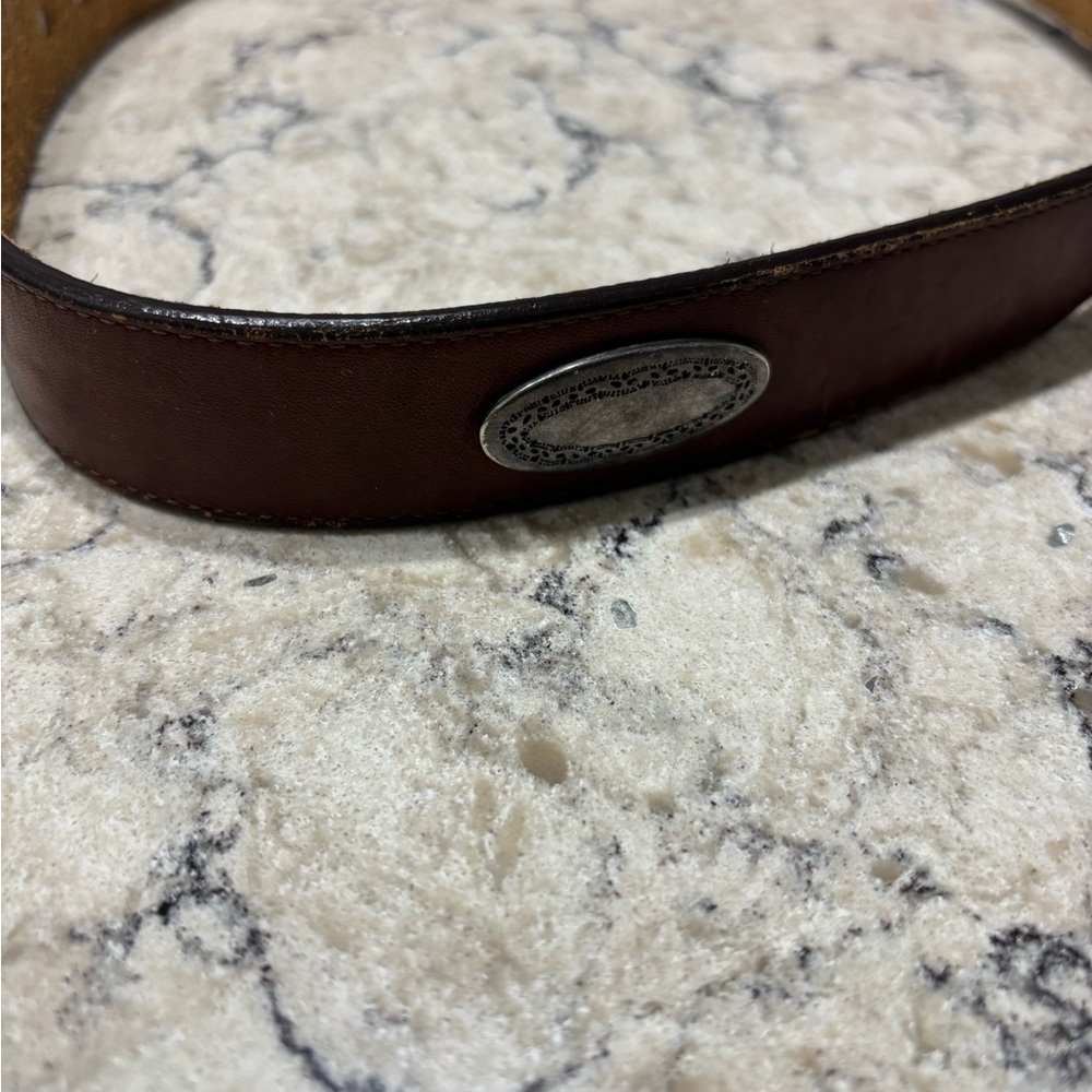 Brighton Brown Leather Western-Style Belt 30 with Silver Western Buckle - Picture 3 of 10